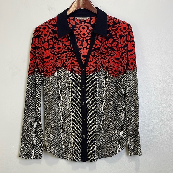 Soft Surroundings Tops - Soft Surroundings Womens Calistoga Shirt Size S Mixed Pattern Collared V-Neck